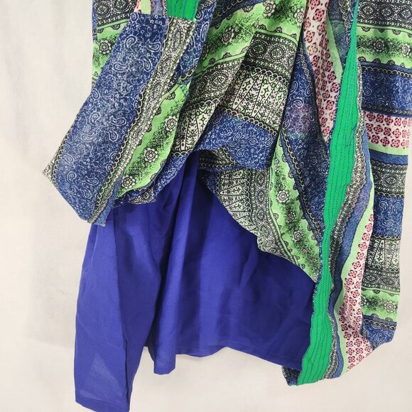 DIYA Design Studios Slip Dress Women's M Sleeveless India Blue Green To Knee - Picture 8 of 9